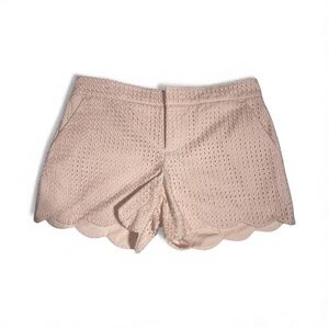 Club Monaco Size 2 Pink  Scallop Hem Eyelet Lined Coastal Chic Preppy Shorts